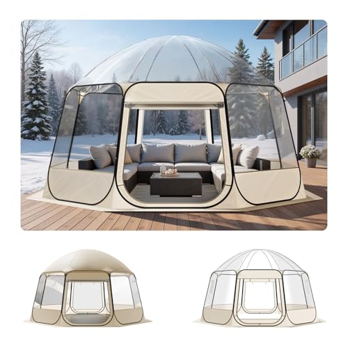 VEVOR Pop up Sports Tent, 8 Sizes Optional Clear Bubble Tent for 1-6 Person, Waterproof Outdoor Pod with Floor Mat & Top Cover, Garden Igloo Dome Tents Camping Shelter for Sports Watching - color: Clear, size: 15'L x 13.8'W x 7.2'H