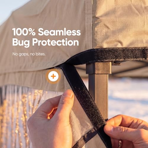 Quictent 10x10 Pop up Canopy Tent with Netting, Auto-Close Magnetic Doors, One Person Instant Setup Screen House Room Tent Screened Waterproof - color: Tan, size: 10'x10'
