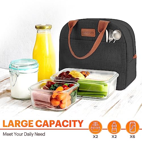 Lunch Bag for Women & Men Adult Insulated Lunch Box, Small Leakproof Cooler Food Lunch Containers Reusable High Capacity Lunch Tote Bags for Work, Travel, Outdoor (Black) - color: Black