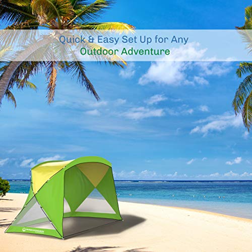 Beach Tent - Sun Shelter for Shade with UV Protection and Water-Resistant Coating for Sports Events and More with Carry Bag by Wakeman Outdoors - color: Green