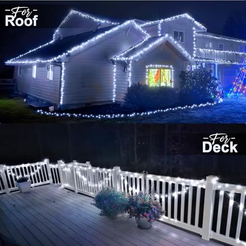 KNONEW 403FT 1000 LED Christmas Lights Outdoor String Light 8 Modes & Timer Fairy Lighting Plug in Waterproof for Xmas Yard Tree Wedding Party Holiday Decorations (Cool White) - color: Cool White, size: 403FT 1000 LED Dark Green Wire