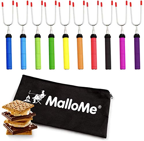 MalloMe Smores Sticks for Fire Pit-Rotating 34 inch Marshmallow Roasting Sticks Smores Kit Outdoor -Accessories for Campfire- Smore Skewers Hot Dog Fork, Camping Essentials Bonfire Gear Long (10 Pack) - size: Set of 10