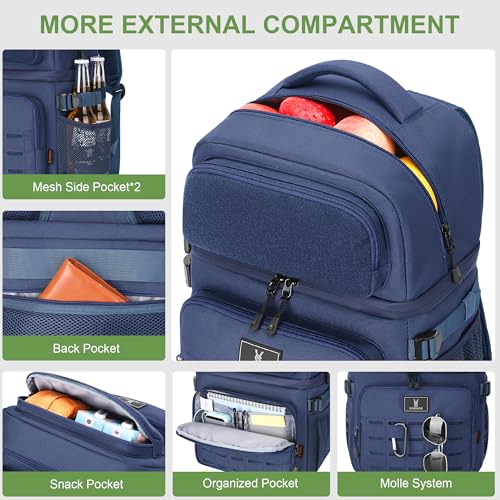 Large 36 Cans Insulated Waterproof Cooler Backpack for Men Women, Double Deck Leak Proof Cooler Bag for Camping, Hiking, Fishing - color: Blue