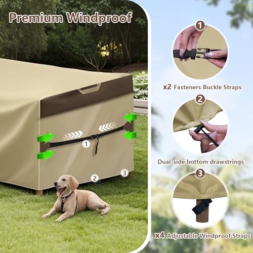 RICHIE Outdoor Patio Furniture Cover - Heavy Duty Waterproof 600D Tough Canvas Protector for Rectangular Table Cover, All-Season Dining Table and Chair Covers (62L x 44W x 28H Inch) - size: Rectangular- 62"(L)x44"(W)