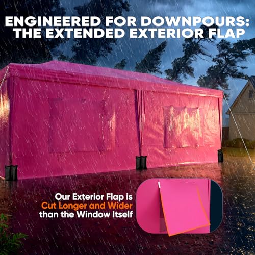 Quictent 10x20 Pop up Canopy with Sidewalls Easy up Canopy Tent Instant Shelter with Windows for Outdoor Events Parties Weddings Commercials Vendors - color: Pink, size: 10x20 With Sidewall