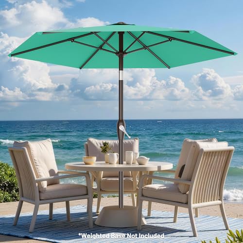 AreShark 7.5FT Patio Umbrella Table Market Umbrella with 6 Sturdy Ribs, Button Tilt/Crank Heavy-Duty Round Outdoor Umbrellas for Garden, Deck, Backyard,and Pool, Aruba Blue - color: Aruba Blue, size: 7.5FT