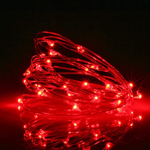 XINKAITE String Lights, 10FT/3M Red LED, Waterproof, Indoor/Outdoor, Battery Operated, 30 Super Bright Bulbs, Perfect for Holidays & Parties - color: Red, size: 10ft