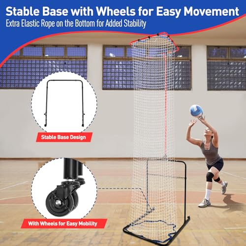 Volleyball Setter Training Equipment 8 Adjustable Heights,Sturdy and Durable 130inch Volleyball Setter Training Net 6 Adjustable Angles for Indoor and Outdoor Training - color: Red