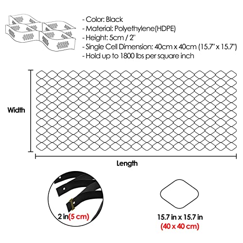 ERRULAN Geo Cells 2"/ 5cm Tall, Heavy Duty Mesh Permeable Paver System, Polyethylene Earthwork Ground Stabilization Grid Slope Grid Erosion Control (Color : WxH, Size : 3x10 m/10x33 ft) - size: 3x10 m/10x33 ft