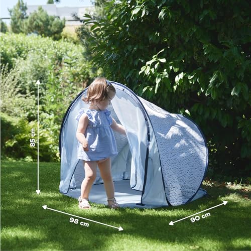 Babymoov Anti-UV Baby & Toddler Beach Tent UPF 50+ Sun Protection with Pop Up System for Easy Use & Transport, Blue Waves (Summer 2025 Edition) - style: Blue Wave Tent