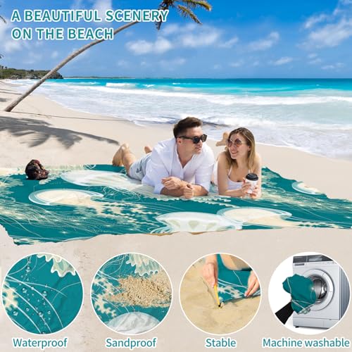 Beach Blanket 78''×81'' Suits 1-5 Adults Waterproof Sandproof Oversized Waterproof Lightweight Durable Beach Blanket Large Picnic Mat for Travel Camping Picnic - color: Jellyfish, size: 78''x81''