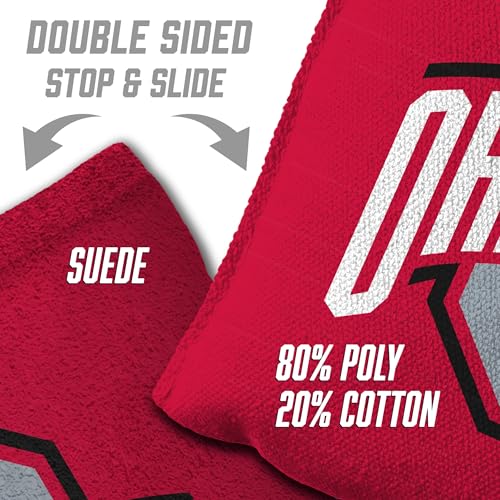 YouTheFan Officially-Licensed NCAA Set of 8 Cornhole Bags - All Weather Dual Sided Slide & Stop - Regulation Size with Carry case - color: Ohio State Buckeyes