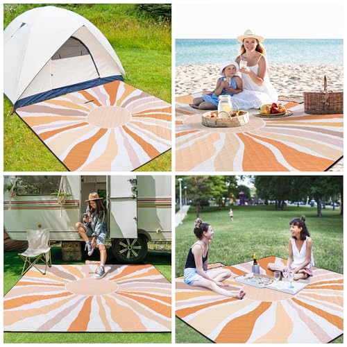 Picnic Blankets, Large Beach Blanket Waterproof Sandproof, Foldable & Portable Outdoor Picnic Blanket, 79''x79'' 3-Layer Picnic Mat for Camping, Park, Travel, Grass Lawn-Boho Sunburst - color: Boho Sunburst