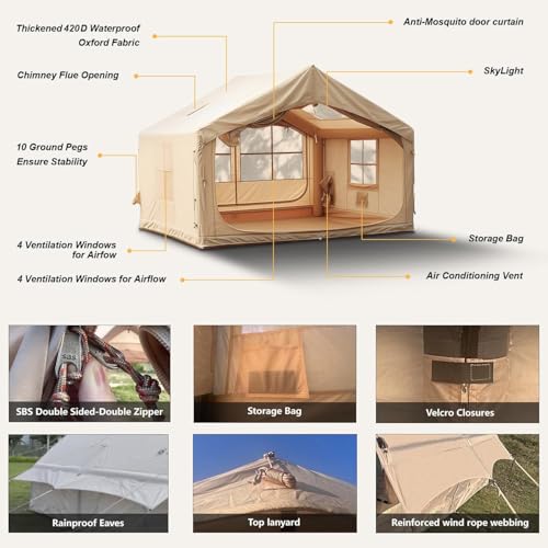 SENLEETO Inflatable Tents for Camping, Large Inflatable Camping Tent with Hand Pump, Easy Setup Tents for 4-6 People, Portable Glamping Tent - size: Ultimate-118 inch*98.4 inch*82..6 inch/6-8 People