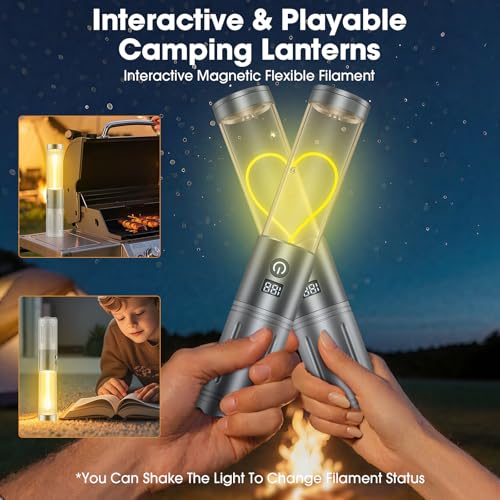 2 in 1 LED Camping Lantern, 2500mAh Rechargeable Camping Light, 6 Modes Outdoor Flashlight Lantern Portable, Waterproof Zoomable Tent Light for Emergency, Hiking, Hurricane, Power Outages