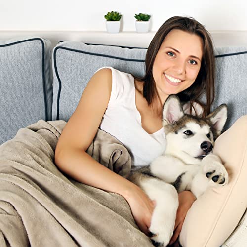 Waterproof Blanket for Dogs and Cats - Reversible 50x60 Throw for Couch, Bed, or Car Protection Against Spills, Stains, and Pet Fur by PETMAKER (Tan) - color: Tan, size: Small
