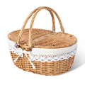 GRANNY SAYS Picnic Basket, Wicker Basket with Lid, Woven Cute Basket with Handle, Storage Basket with Washable Lining & Dual-Flid Lid, Natural Willow Picnic Hamper, White Lining - color: White
