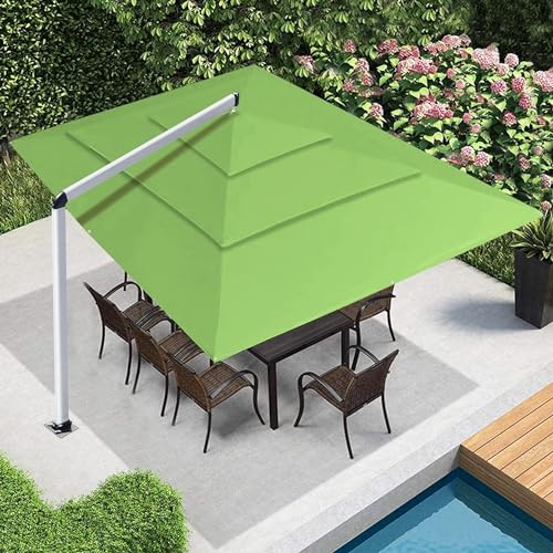 EliteShade USA Atlas 3-Tier 10x13FT Full Aluminum Cantilever Patio Umbrella for Outdoor Restaurant Garden Courtyard Deck Pool and Marketing with Light (No battery), Macaw Green - color: Macaw Green, style: 10×13FT Atlas