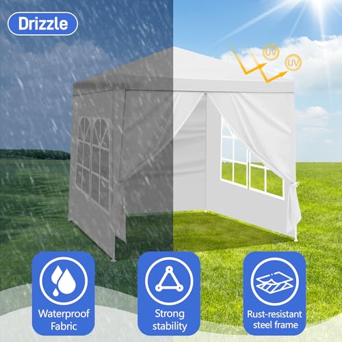 6.5x6.5ft Heavy Duty Commercial Canopy Tent,Portable Folding Canopy Tents,Waterproof Patio Gazebo Tent,Folding Outside Shelter Gazebos,with 4 Removable Sidewalls,for Wedding Party Backyard (White) - color: White