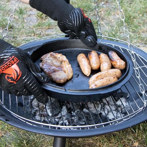 6-in-1 Dutch Oven Camping Accessories Kit - Campfire Cooking Equipment with Marshmallow Roasting Sticks, Heat-Resistant Gloves, 16" Scissors Tongs, Lid Lifter & Lid Stand - size: 6 piece set