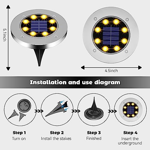DUUDO Solar Lights for Outside 16Pack, Solar Garden Outdoor Waterproof Pathway Bright In-Ground Lights Landscape Lighting Garden Decor for Yard, Patio, Driveway, Walkway Warm Light - color: Warm light, size: 16pack