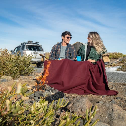Arcturus Military Wool Blanket - Warm, Thick, Washable - Great for Outdoors, Camping, Stadium Blanket, Picnics, Travel - Car & Bushcraft Survival Kits - color: Wine