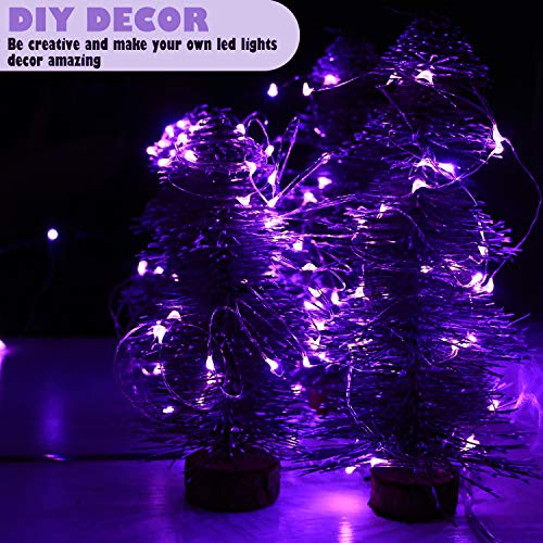6 Pack 7Ft Starry String Lights No Remote Fairy String Lights 20 Micro Starry Leds On Silvery Copper Wire CR2032 Batteries Included,Works for Wedding Centerpiece,Party,Christmas Table Decor (Purple) - color: Purple, size: 7ft