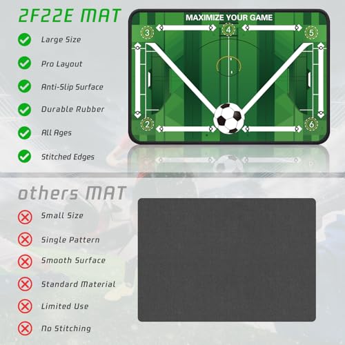 2F22E Soccer Training Mat for Kids & Youth, Non-Slip Silent Footwork Training Equipment with Soccer Bounce Trainer & Socks, Ball Mastery Skills Mat with Instructional Video for Indoor Practice - color: Green