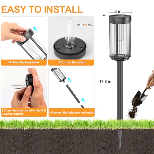 EXCMARK 12 Pack Outdoor Solar Lights Waterproof for Yard Garden Walkway Pathway Lawn Decorative Contemporary Landscape Lighting. (Cool White Light, 12)