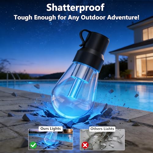 NUERPO Outdoor String Lights, 200FT RGB+IC Outside Light Dimmable Shatterproof LED Bulbs, IP67 Waterproof Chasing Effect Lighting DreamColor Patio Strip Lights for Backyard, Balcony, Outdoor Living - size: 200FT String Lights