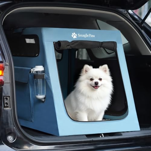 Snagle Paw Portable Dog Crate for Car Travel, Collapsible Large Dog Travel Crate with Metal Frame & 3-Door Mesh Windows, Secures in Trunk/Backseat, Soft-Sided Kennel Carrier for Medium Large Dogs-L - size: 29.1"L x 21.6"W x 24.3"H