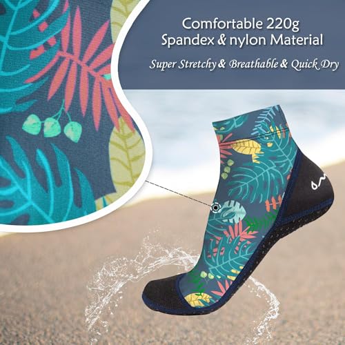 OMGear Water Socks Sand Proof Booties Quick Dry Swim Dive Socks for Sand Soccer Beach Volleyball - color: Leaf, size: X-Small