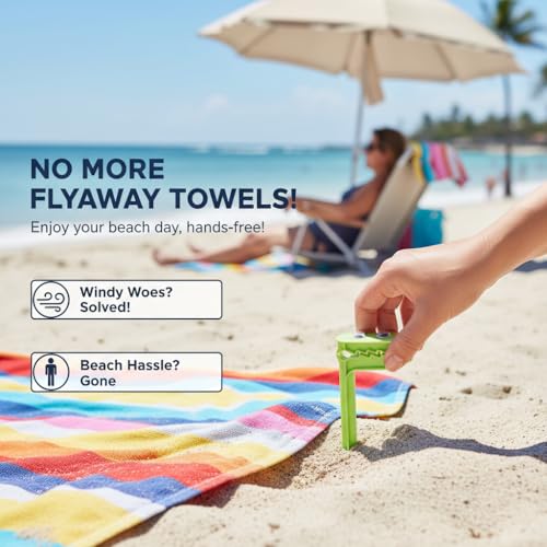 28 Pcs Beach Towel Anchor Stakes Clips, Picnic Mat Anchor Stake Windproof Outdoor Summer Beach Blanket Stakes Vacation, Gifts for Beaches Lovers, Vacation(Multicolored) - color: Multicolor