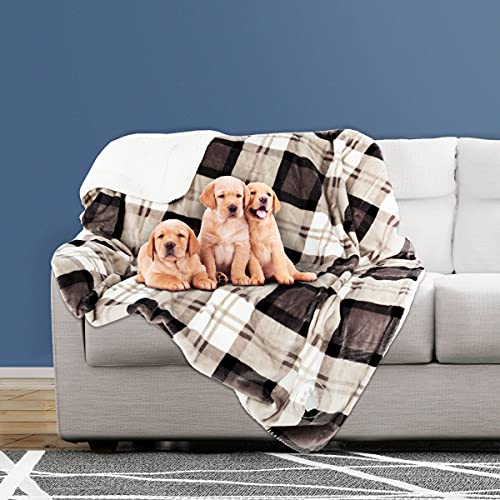 PETMAKER Pet Blanket - Reversible Waterproof Plaid Throw Protects Couch, Car, and Bed from Spills, Stains, or Fur - Dog and Cat Blankets (Gray), Large - color: Gray Plaid, size: Small