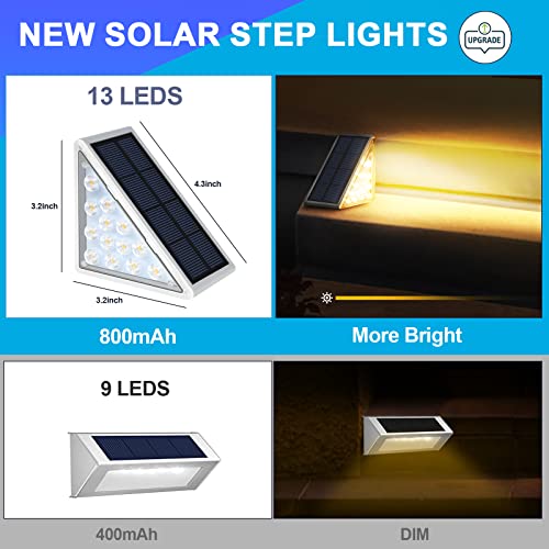 AUDLES LED Solar Step Lights Waterproof Outdoor Stair Lights, Warm White Solar Deck Light IP67 Solar Decoration Lights for Yard, Patio, Garden, Walkways, Front Door, Pathway, Driveway, Porch 2PK - color: Warm White, size: 2 Pack