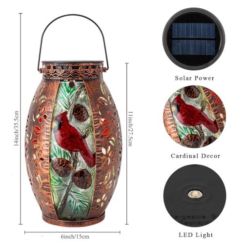 STARSOUL Solar Lantern Outdoor Waterproof, Hanging Solar Lantern for Patio Garden Yard Decor, Cardinal Gift for Mom Grandma, Cardinal Outdoor Decor - color: Cardinal-C