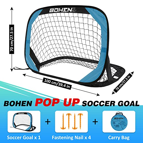 BOHEN Pop Up Soccer Goals for Kids-Foldable Portable Soccer Net for Outdoor Indoor Backyard Beach - color: Grey Blue, style: 3.3x2.2 FT, 1 Piece