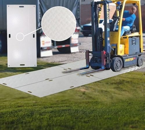 Mytee Products 4 Pcs Ground Protection Mats - White, 4' x 8', Heavy Equipment Mats w/ 6 Pcs Single Connectors - color: White, size: 4 - Pack