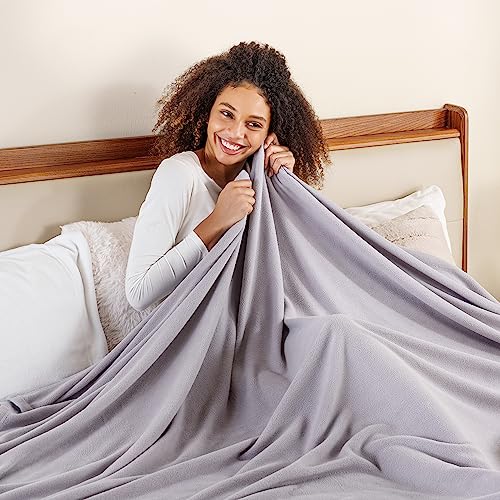 Berkshire Blanket Microfleece Queen Size Bed Blanket Chateau Gray,Lightweight Soft Breathable Plush Micro Fleece Blanket for Bed Couch Sofa,90x90 Inches - color: Chateau Gray, size: Full/Queen