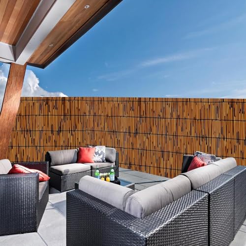 2 Pack Natural Reed Fencing,4FT X 6.6T Reed Screen Balcony Reed Fence Bamboo Screen Fencing for Outdoor Backyard Patio（Brown） - size: 2 Pack 4FT×6.6FT