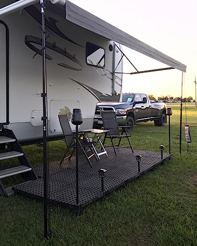 RV Awning Reinforcement Systems - 4-1/2 ft to 12 ft. Height Adjustable RV Awning tie Down/Support System 30MPH, No Ladder Required
