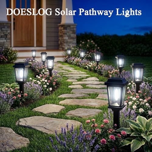 10 Pack Solar Pathway Lights Outdoor, Auto On/Off LED Solar Garden Lights, Decorative Landscape Lighting for Path Yard Walkway Driveway - size: 10Pack