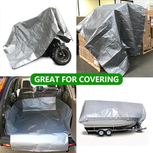 10'x 12' Tarps Heavy Duty Thick Waterproof, Poly Canopy Silver Tent Shelter Cover, 10 Mil Tarpaulin Shade, Rip and Tear Proof, UV Resistant Tarpaulin with Grommets and Reinforced Edges - color: Silver, size: 10 x 12ft
