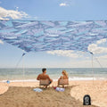 WEKAPO Beach Tent Sun Shelter - Easy Setup Beach Canopy with 4 Sturdy Poles, Large Sandbags and Shovel, 7'8'' Tall, Windproof Sun Shade for Backyard and Camping, UPF 50+ Protection - color: Sapphire Twilight Leaf, size: 11x11 FT 4 Pole