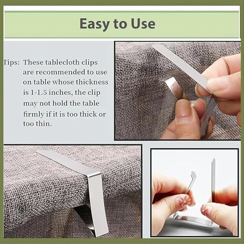 12PCS Tablecloth Clips Set Stainless Steel Outdoor Picnic Table Cover Holders Non Slip Fasteners Party Camping Dining Events - color: Silver 12 Pack