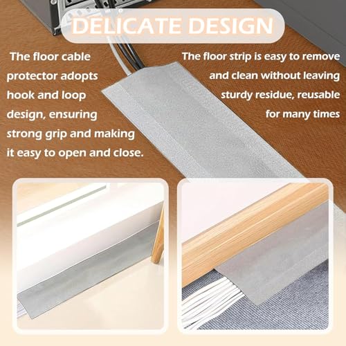 Floor Cable Covers,10 Feet Cord Cover Wire Protector Cable Cover Wire Storage Cover Used to Protect The Cable and Prevent Tripping Over The Cords (10 Feet-Gray) - color: 10 Feet-Gray