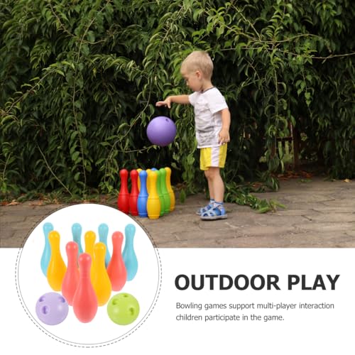 VOSAREA 1Set Plastic Bowling for Indoor Outdoor Recreational Bowling Plaything Fun Pin and Ball for Parties