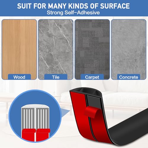 Floor Cord Cover Self Adhesive Cord Hider Floor Extension Cord Covers for Floor Power Cord Protector Cable Management Prevent Cable Trips Cable Cavity 0.47" W x 0.27" H (Black, 3.3Ft) - color: Black, size: 1.18" x 3.3'