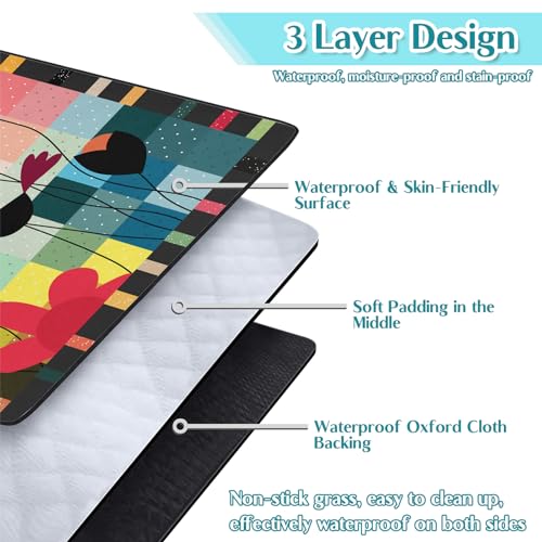 Abstract Floral Picnic Blankets Waterproof Foldable, 80″X80″ Thick Three Layer Picnic Mat Outdoor Blanket for Grass, Large Beach Blanket Sandproof Picnic Accessories for Camping Park Hiking - color: A10, size: 6'8" X 6'8" (Square)