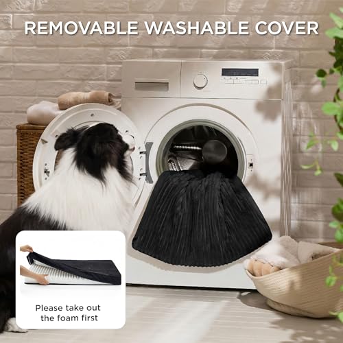 Bedsure ComfyFleece Dog Bed Medium Size Dog - Orthopedic Pet Beds with Removable Washable Cover, NOT Waterproof Egg Crate Foam Puppy Mat, Suitable for Pet Up to 35 lbs, 29"x18"x2.8", NOT for Chewers - color: Black, size: 29x18x2.8